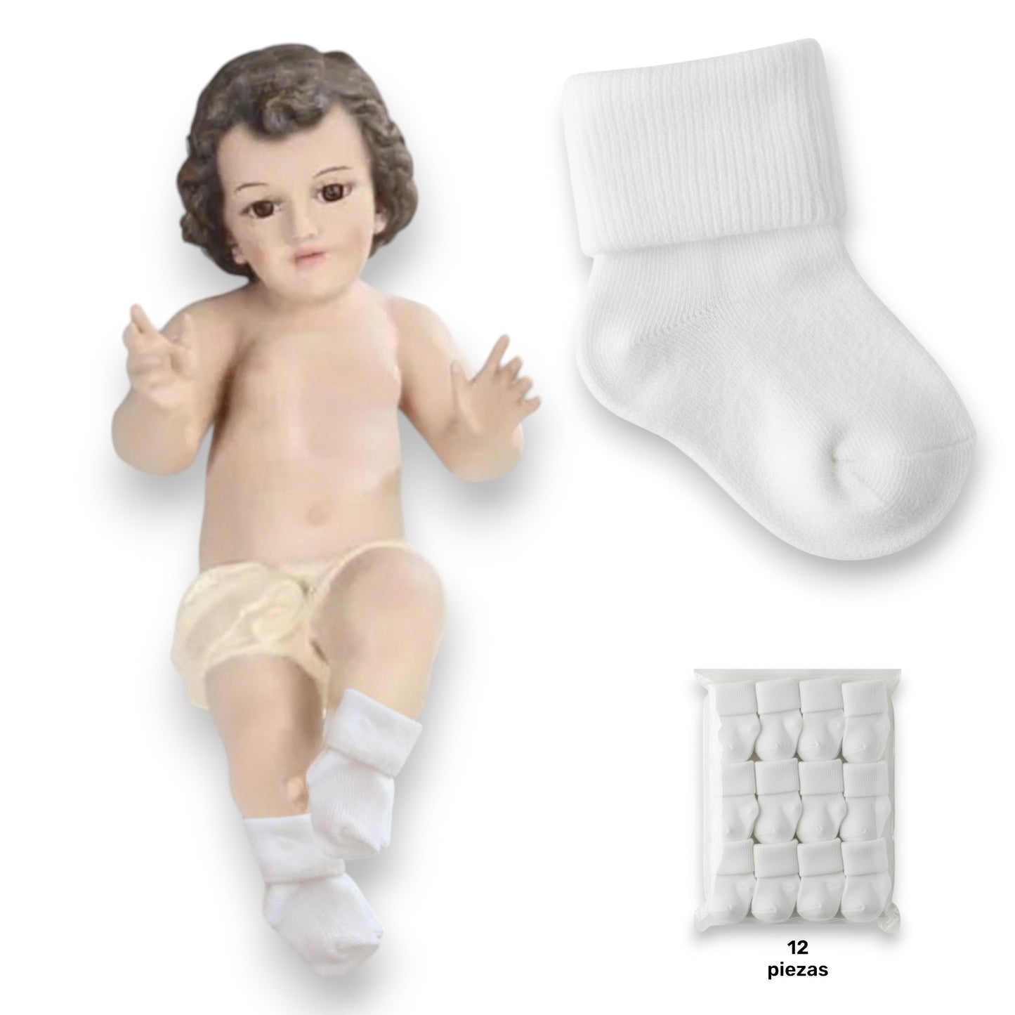 Tobillera blanca para Niño Dios paquete de 12