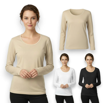 Playera manga larga de algodón dama #502 Colors