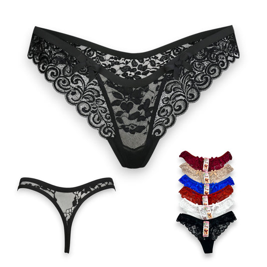 Tanga de encaje surtida unitalla dama #T2 Mary Paquete de 6