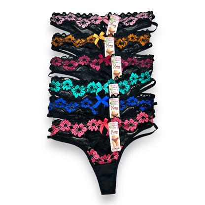 Tanga de encaje surtida unitalla dama #T4 Mary Paquete de 6