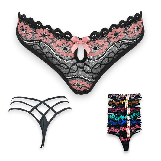Tanga de encaje surtida unitalla dama #T4 Mary Paquete de 6