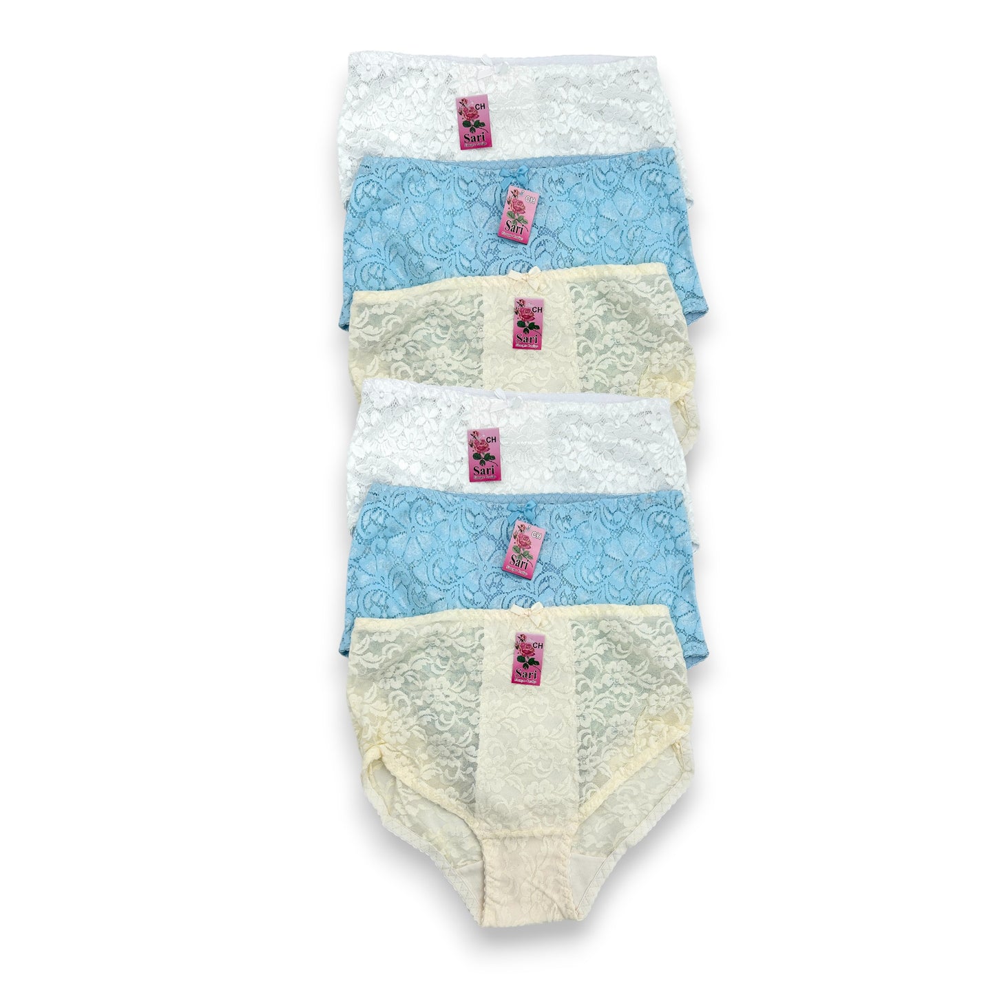 Pantaleta completa encaje surtida dama Sari Paquete de 6