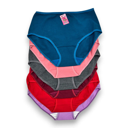 Pantaleta completa lisa de algodón surtida dama Sari Paquete de 6