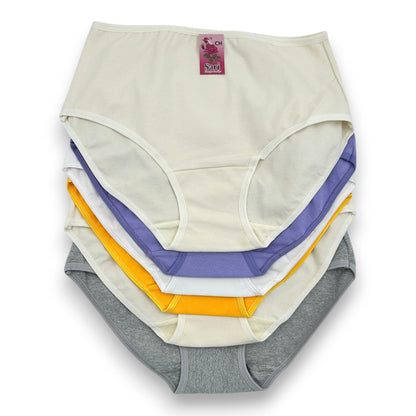 Pantaleta completa lisa de algodón surtida dama Sari Paquete de 6