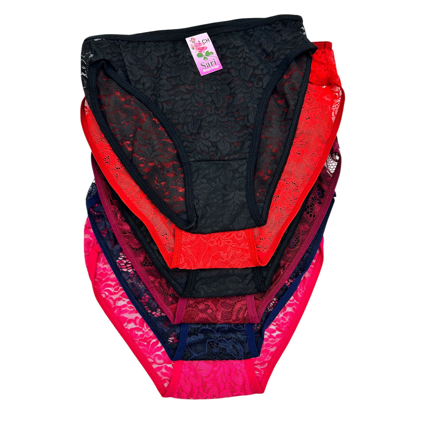 Pantaleta 3/4 de encaje surtida dama Sari Paquete de 6