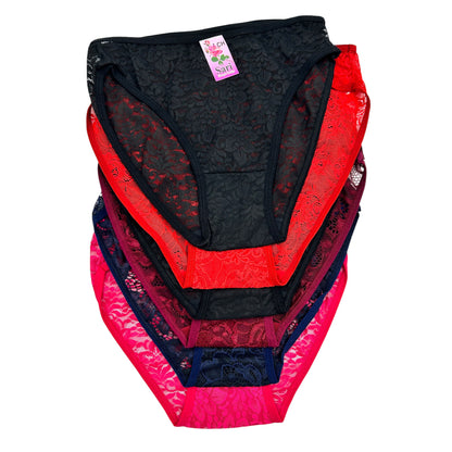 Pantaleta 3/4 de encaje surtida dama Sari Paquete de 6