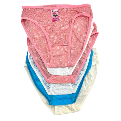 Pantaleta 3/4 de encaje surtida dama Sari Paquete de 6