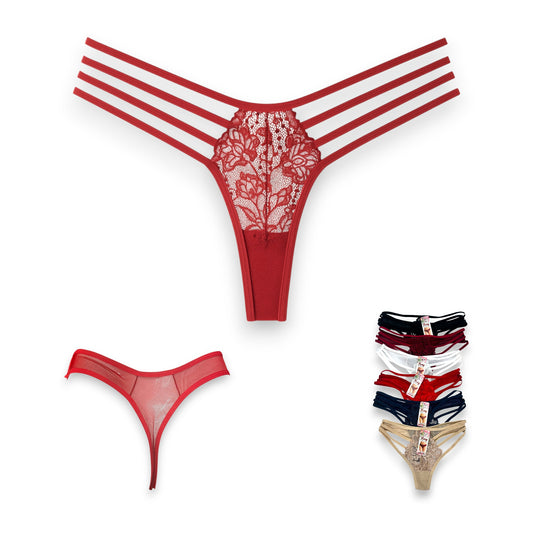 Tanga de encaje surtida unitalla dama #T12 Mary Paquete de 6