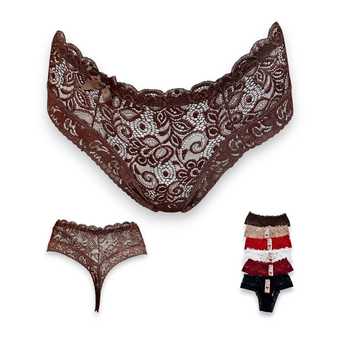 Tanga de encaje surtida unitalla dama #T15 Mary Paquete de 6
