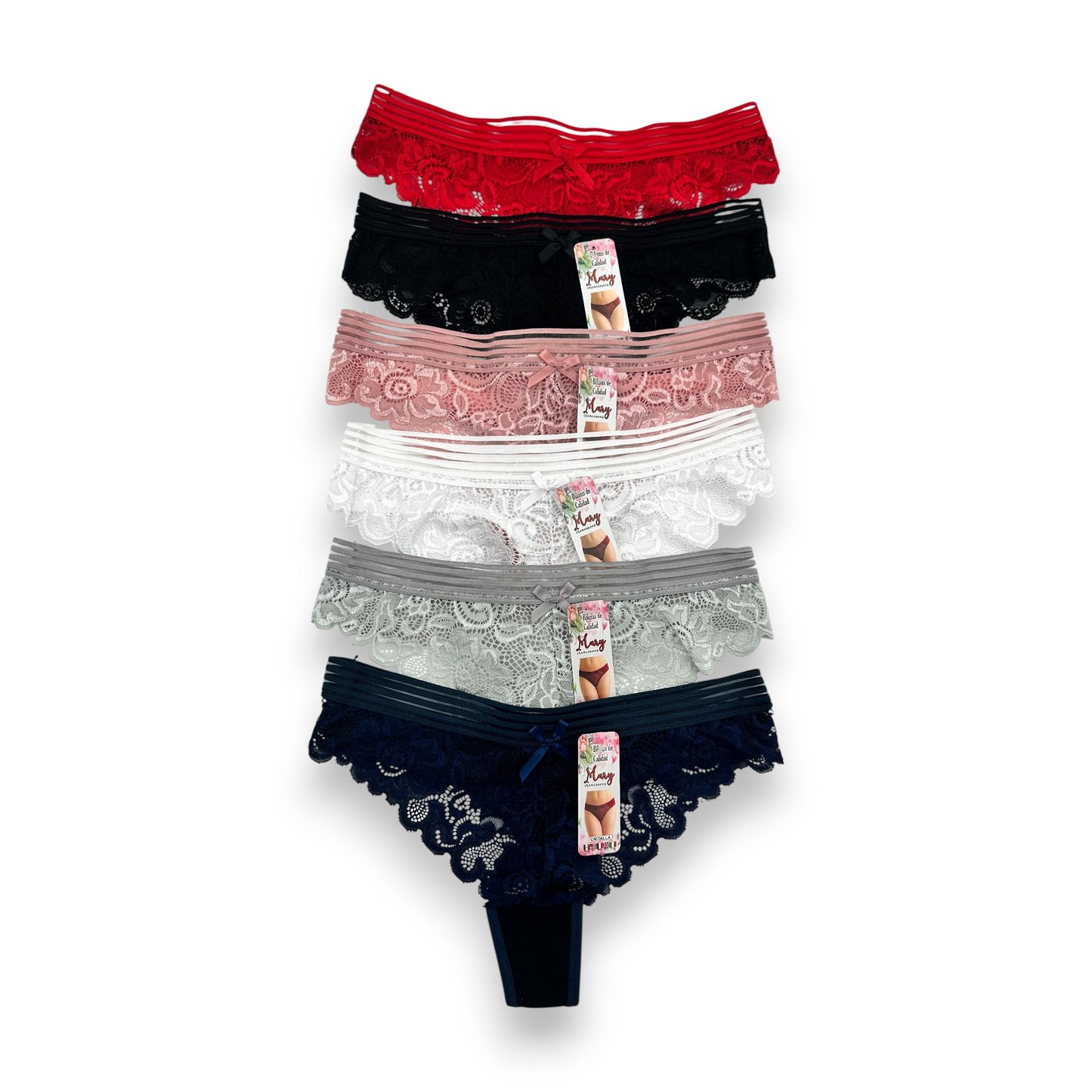 Tanga de encaje surtida unitalla dama #T19 Mary Paquete de 6