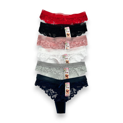 Tanga de encaje surtida unitalla dama #T19 Mary Paquete de 6