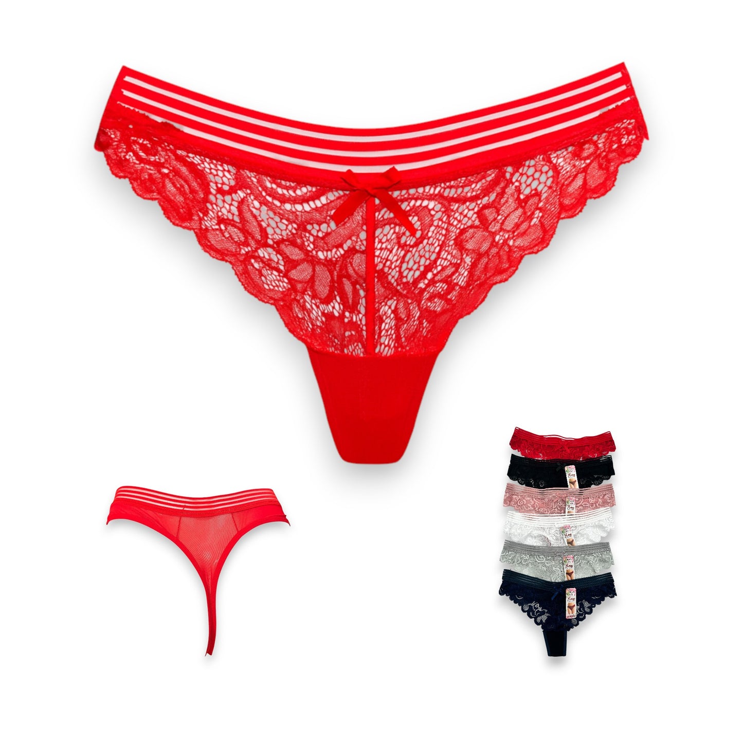 Tanga de encaje surtida unitalla dama #T19 Mary Paquete de 6