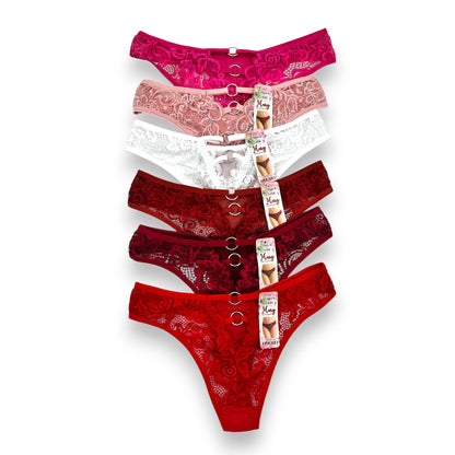 Tanga de encaje surtida unitalla dama #T21 Mary Paquete de 6