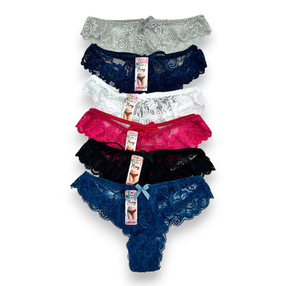 Tanga de encaje surtida unitalla dama #T24 Mary Paquete de 6