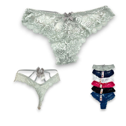 Tanga de encaje surtida unitalla dama #T24 Mary Paquete de 6