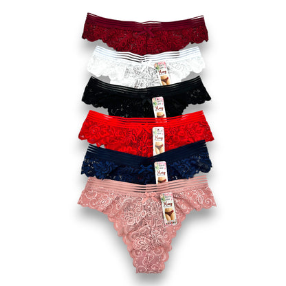 Tanga de encaje surtida unitalla dama #T28 Mary Paquete de 6