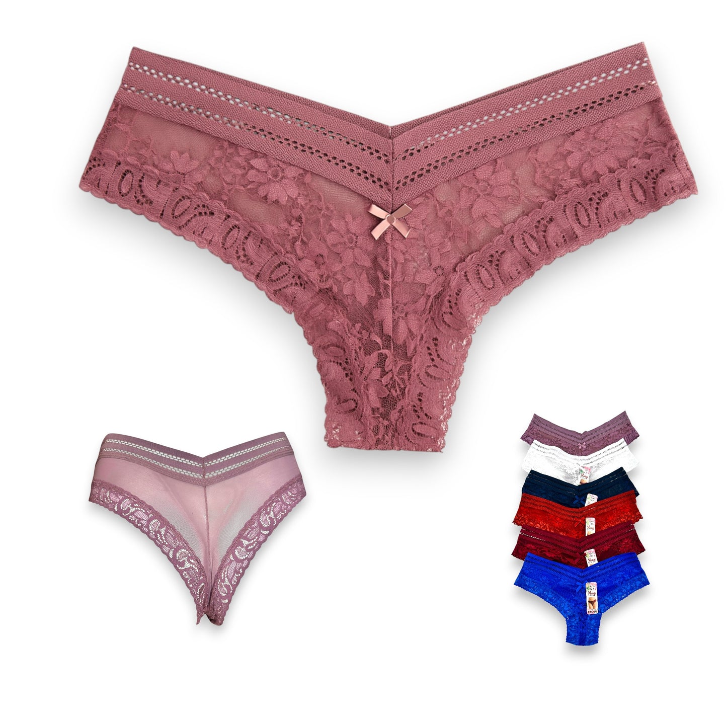 Boxer cachetero con encaje surtido unitalla dama #C11 Mary Paquete de 6