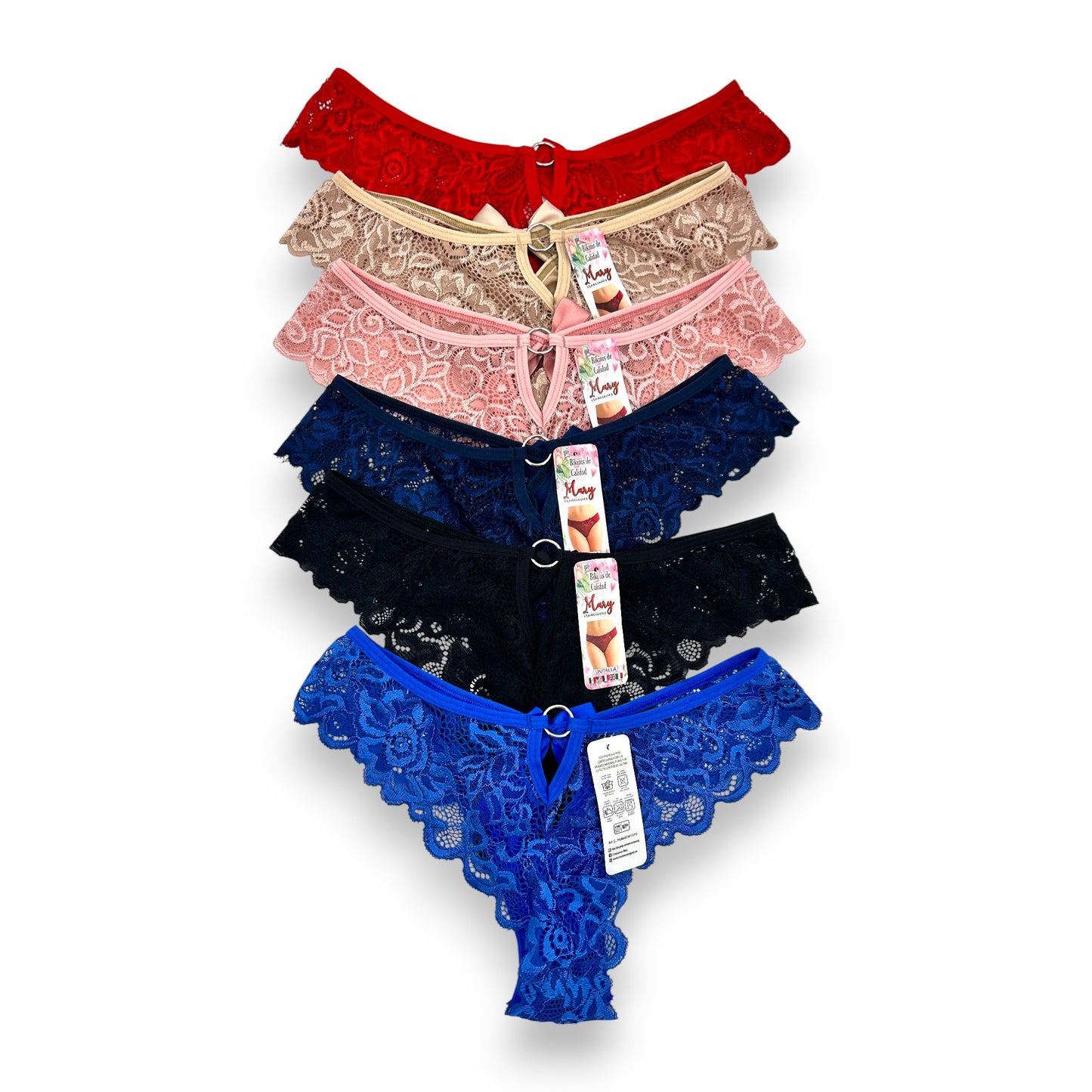 Tanga de encaje surtida unitalla dama #C26 Mary Paquete de 6
