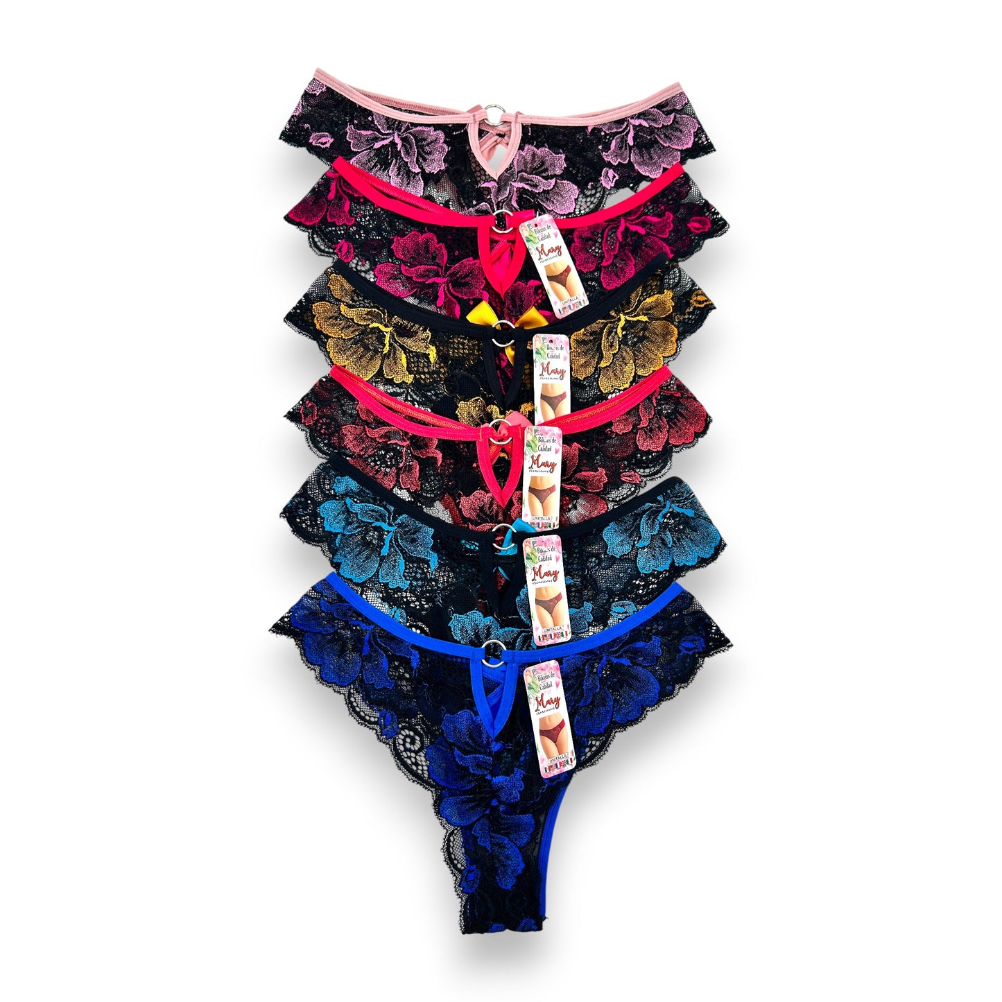 Tanga de encaje surtida unitalla dama #C30 Mary Paquete de 6