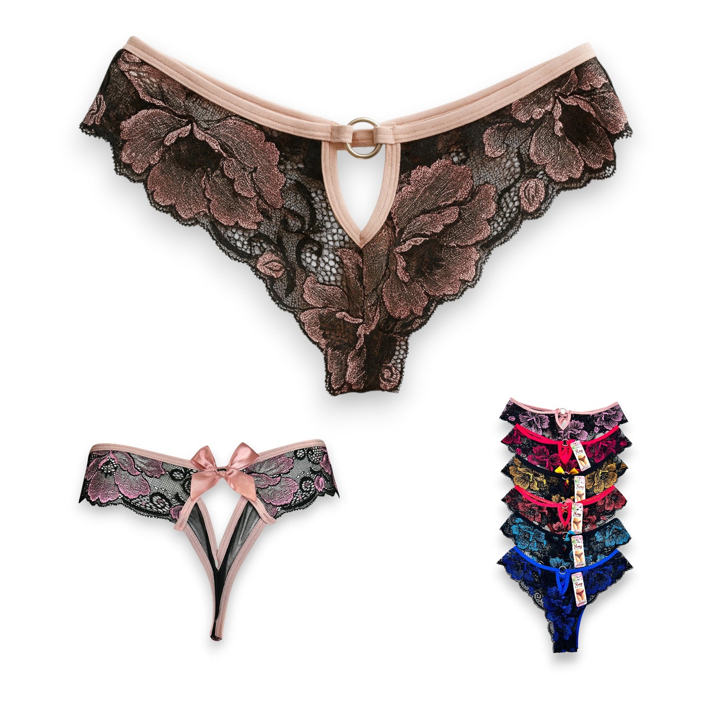 Tanga de encaje surtida unitalla dama #C30 Mary Paquete de 6
