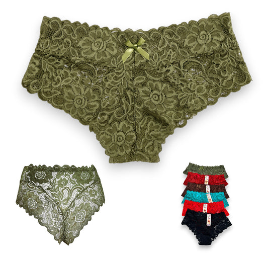Boxer cachetero de encaje surtido unitalla dama #C41 Mary Paquete de 6