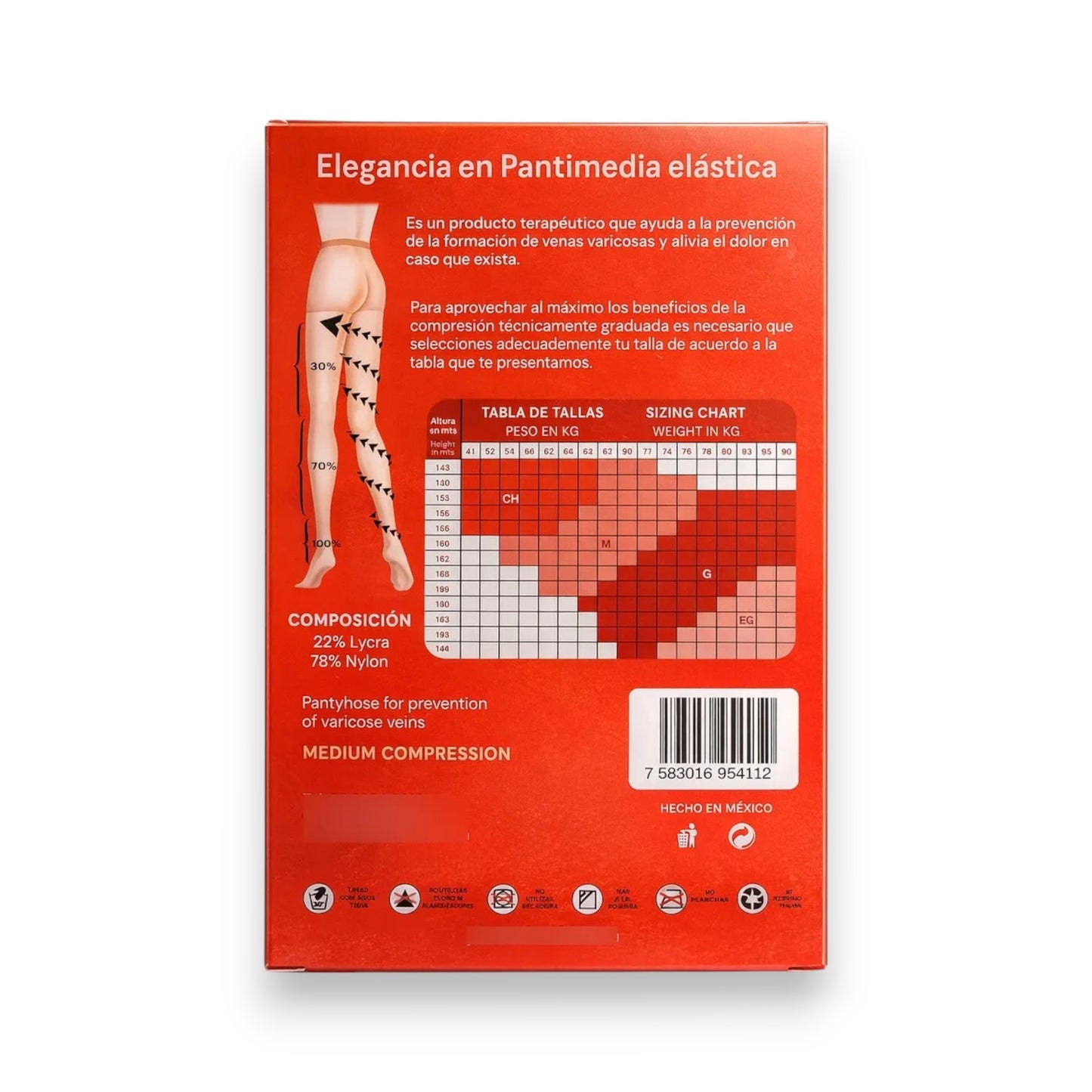 Pantimedia terapéutica de mediana compresión 20-30 mm Hg dama Prevaris