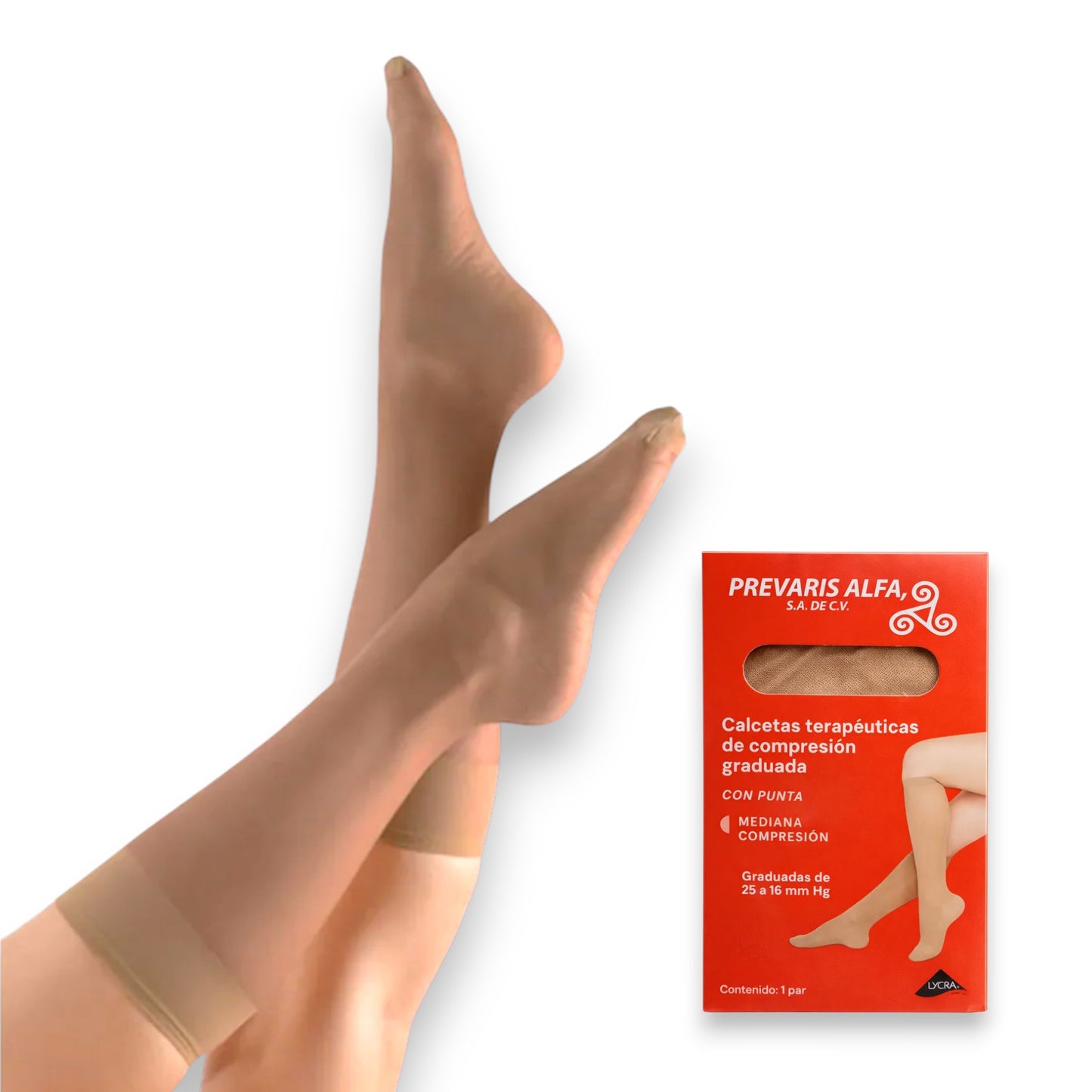 Calcetas tobimedias terapéuticas de mediana compresión 25-16 mm Hg dama Prevaris