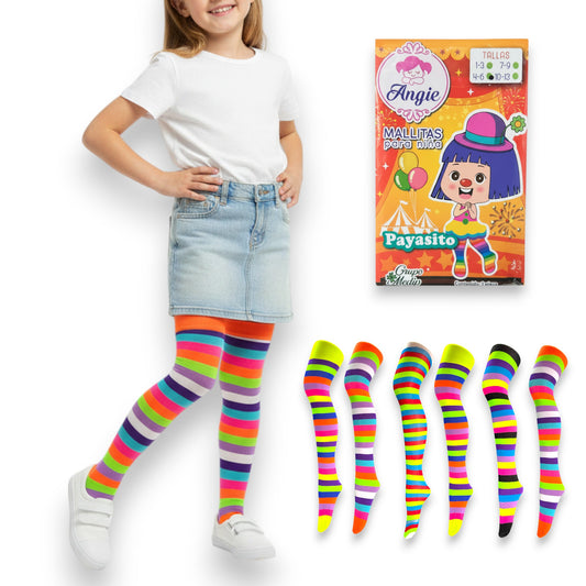Mallas rayadas payaso surtidas varias tallas Angie paquete de 6