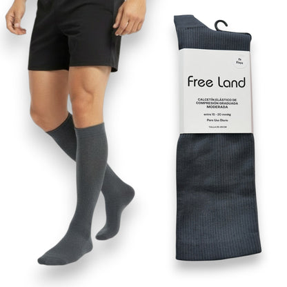 Calcetín de mediana compresión 15-20 mm/Hg unitalla unisex Free Land