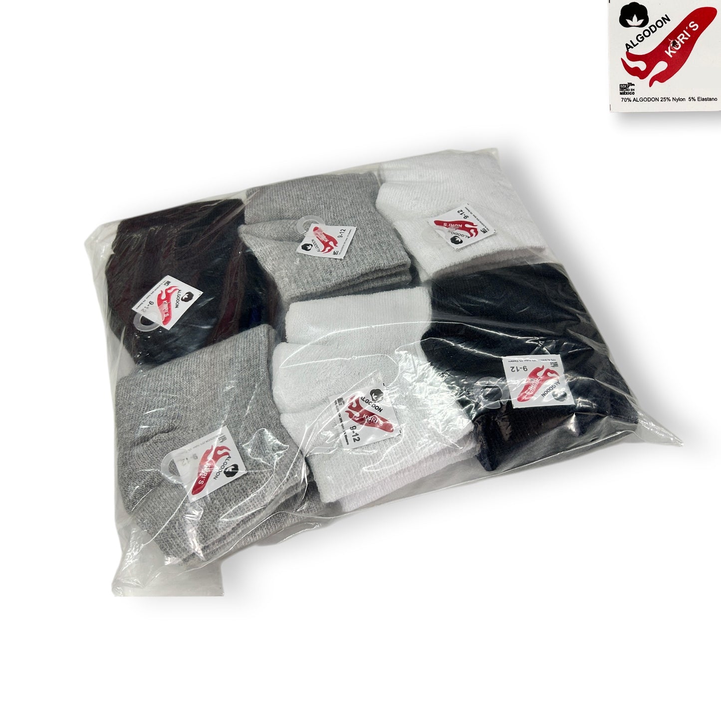 Tin económico liso varias tallas unisex infantil Kuri paquete de 12
