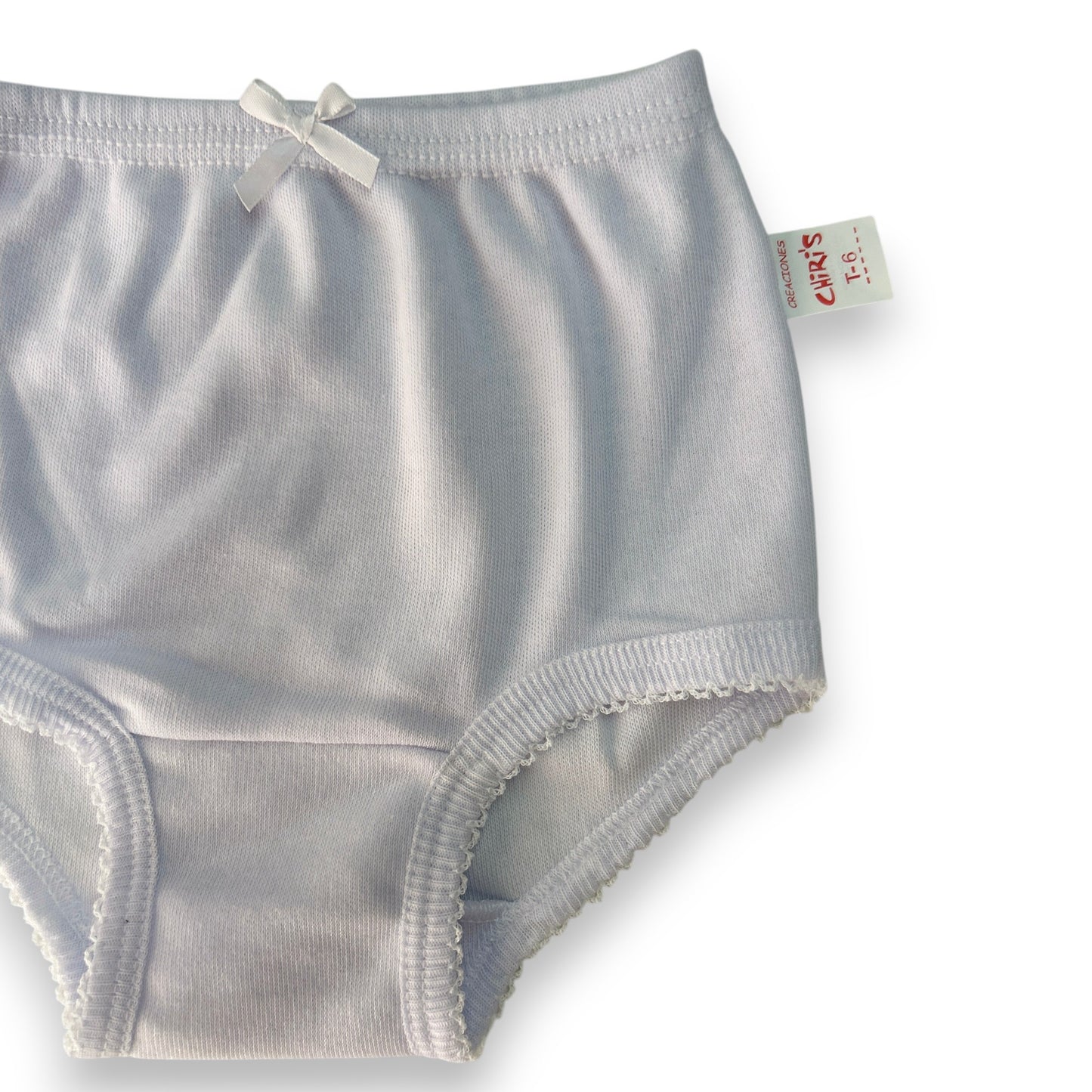 Pantaleta inter blanca económica niña Chiris paquete de 12