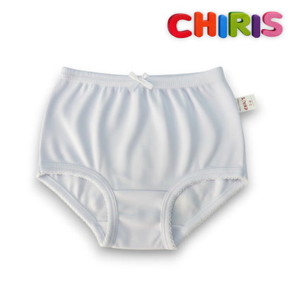 Pantaleta inter blanca económica niña Chiris paquete de 12