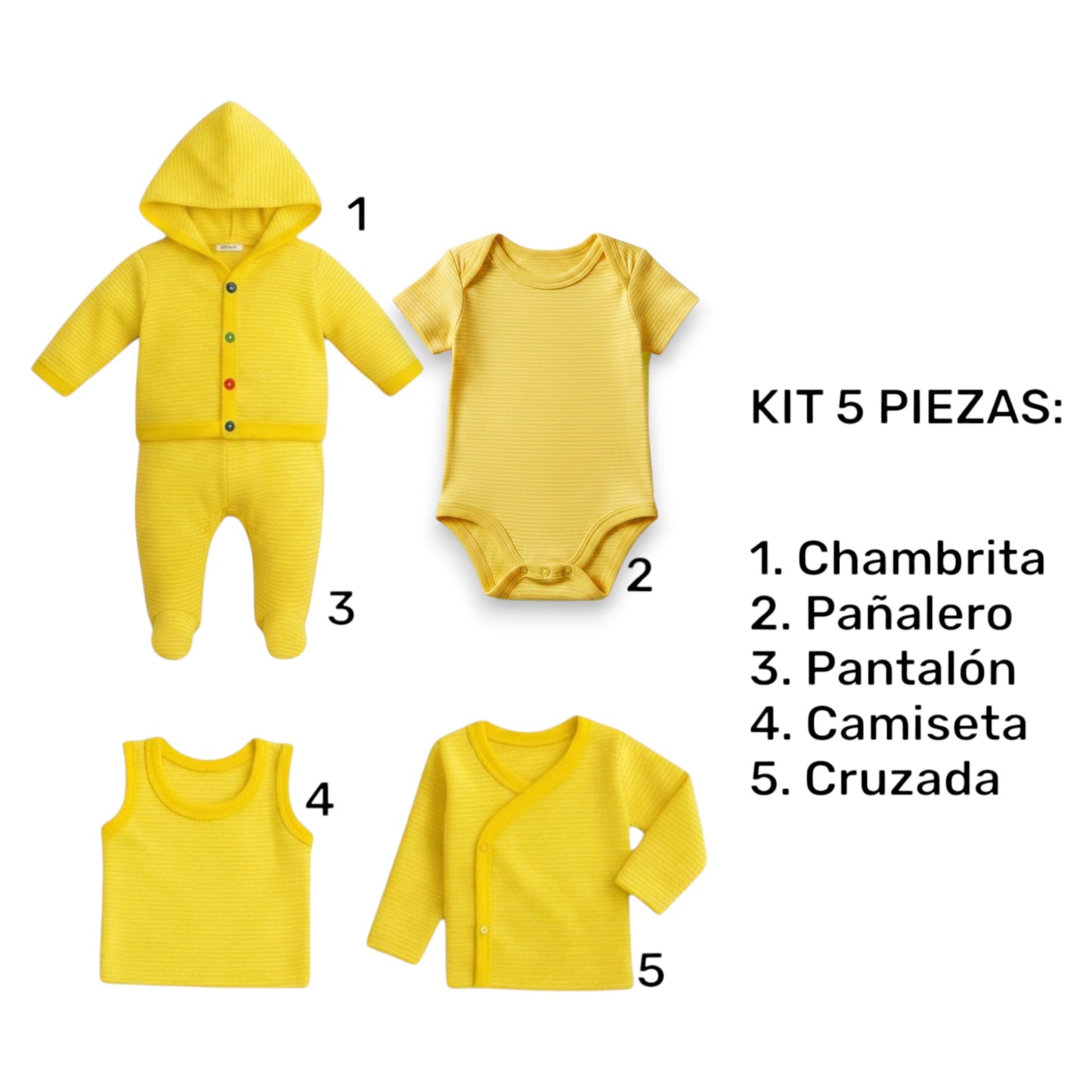 Kit 5 piezas de algodón para recién nacido Angelito