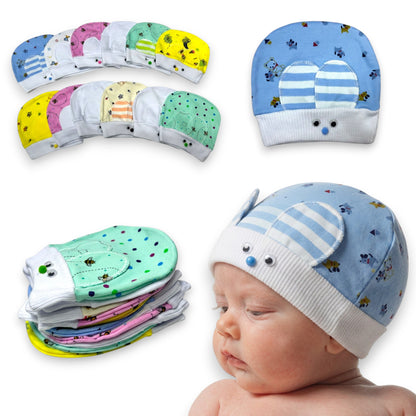 Bonete de algodón estampado conejo Angelito 3 paquete de 12