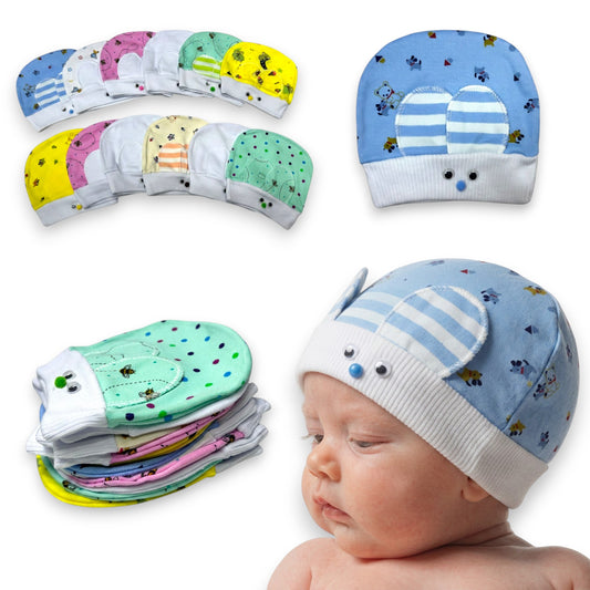 Bonete de algodón estampado conejo Angelito 3 paquete de 12
