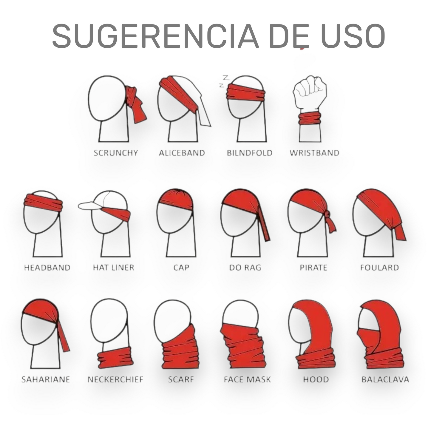 Buff mascarilla multifuncional poliéster unitalla Ross paquete de 12
