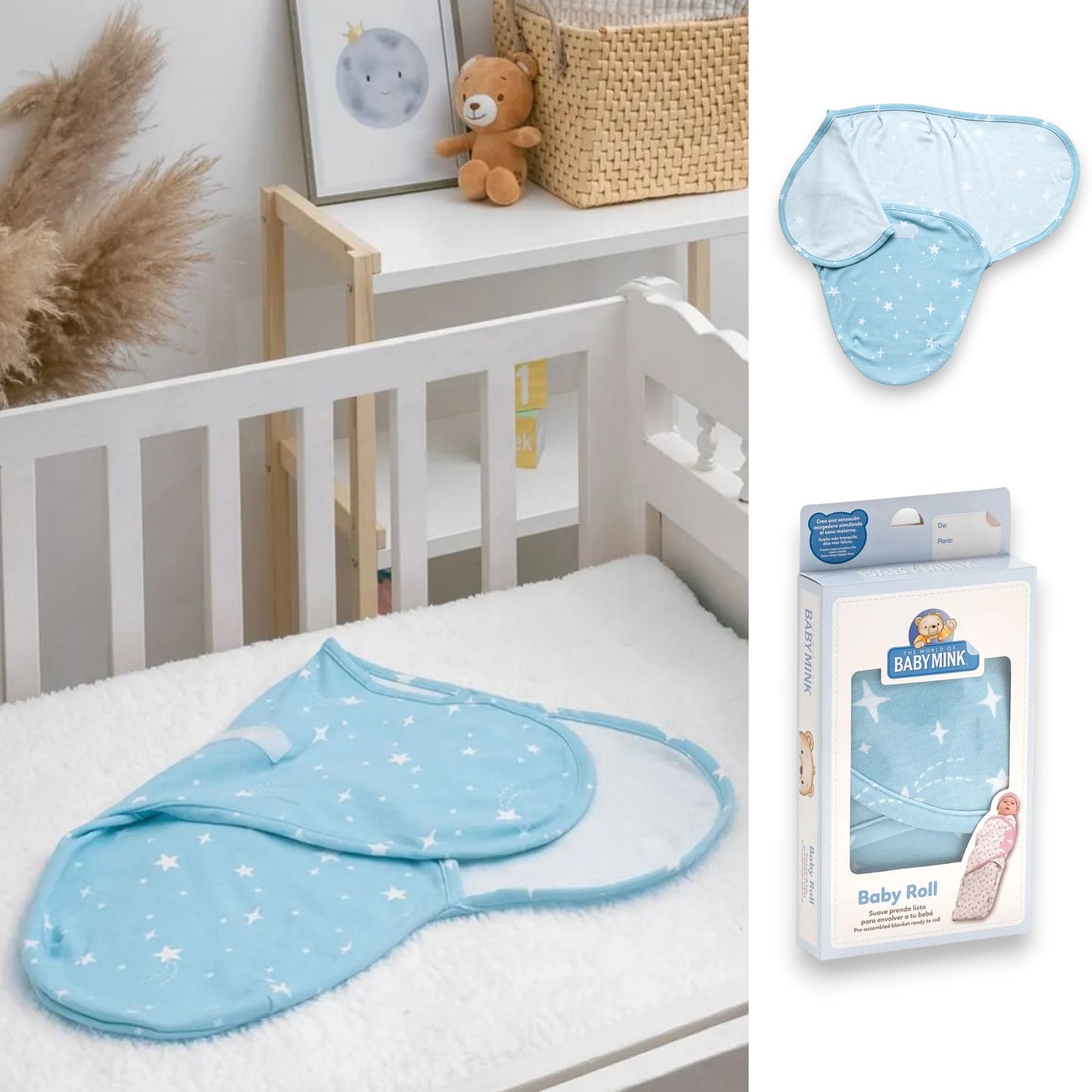Baby roll frazada prearmada con velcro Baby Mink