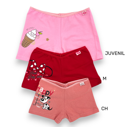 Boxer largo de algodón estampado surtido niña D&R paquete de 6