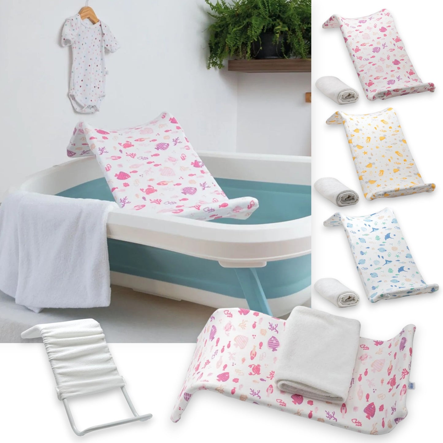 Soporte para tina ergonómico con toalla de repuesto Baby Mink