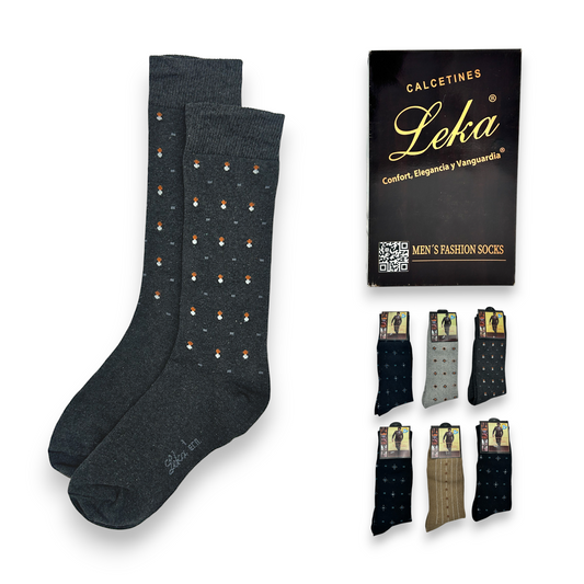 Calcetines de algodón fantasía económico leka caballero paquete de 6