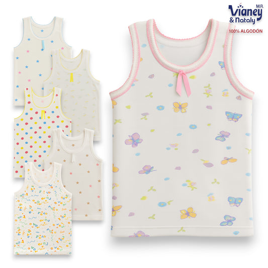 Camiseta estampada infantil niña Vianey paquete de 6
