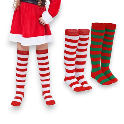 Calceta medieta navideña rayada infantil Leka