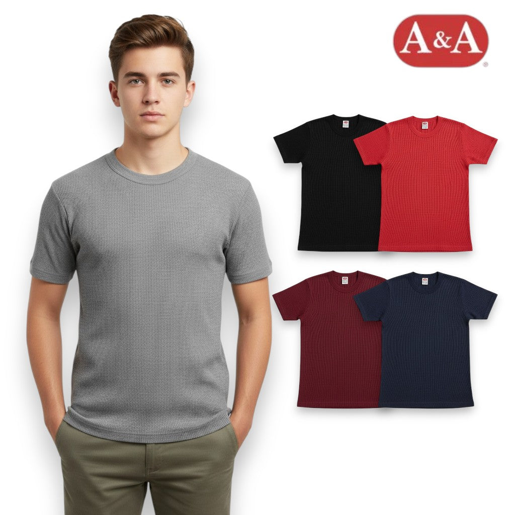 Playera térmica reactivos cuello redondo manga corta de color caballero AYA