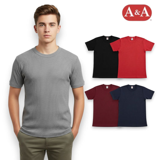 Playera térmica reactivos cuello redondo manga corta de color caballero AYA
