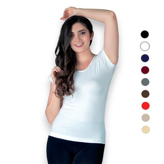 Playera cuello redondo manga corta de microfibra unitalla #103 Catherine