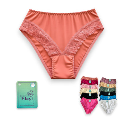 Pantaletas corte francés encaje en pierna surtidas unitalla (M-G) Elsy paquete de 12