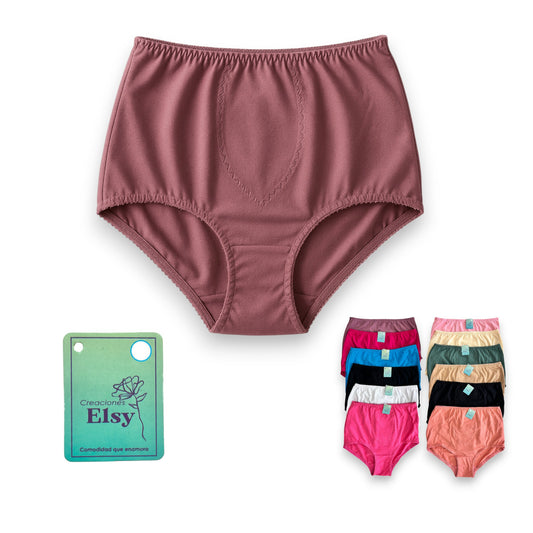 Pantaletas completas lisas surtidas unitalla (M-G) Elsy paquete de 12