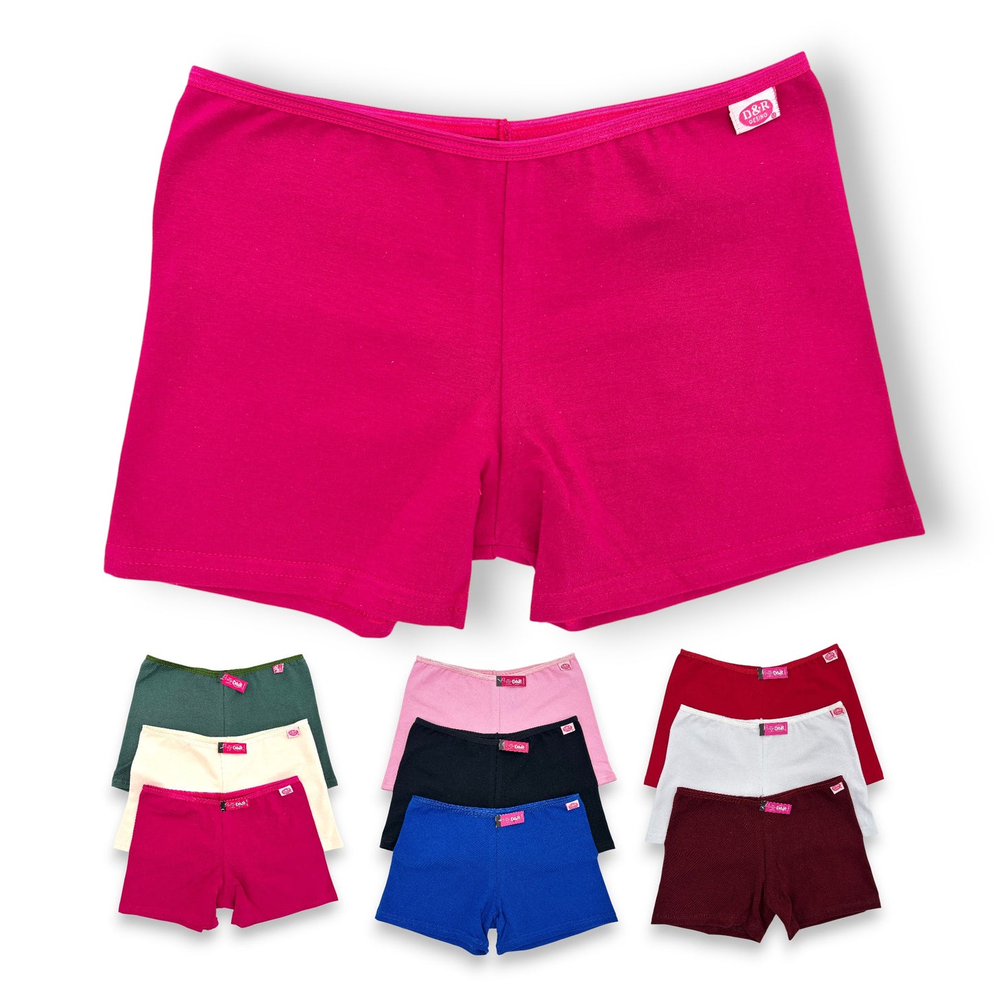 Boxer largo de algodón liso surtido juvenil D&R paquete de 6