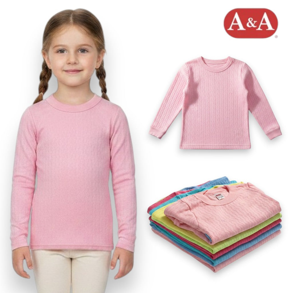 Playera rombos cuello redondo manga larga de color surtida unisex infantil AYA paquete de 6