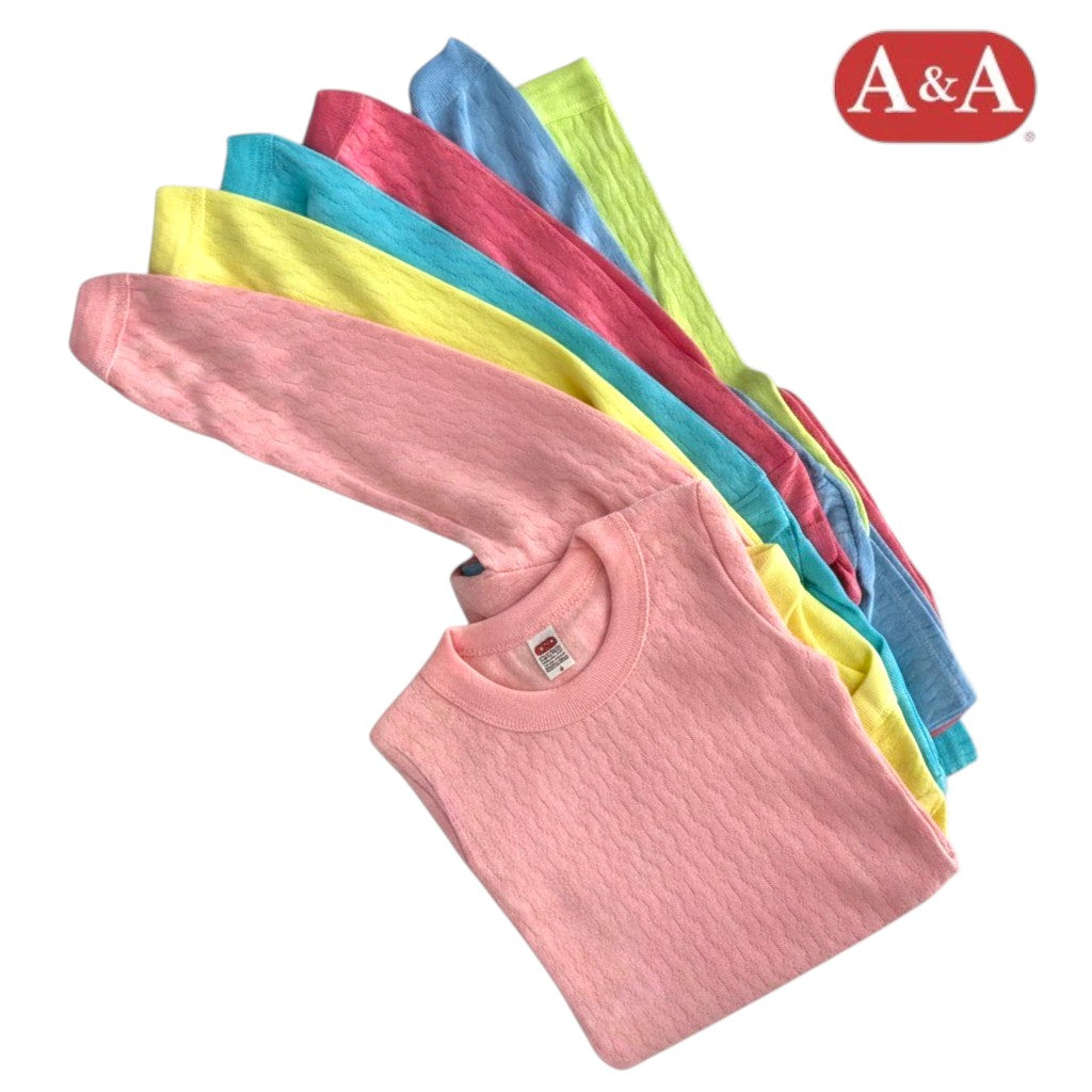 Playera rombos cuello redondo manga larga de color surtida unisex infantil AYA paquete de 6